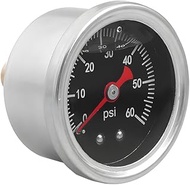 0-60 Psi Fuel Pressure Gauge, 1/8" NPT Center Back Mount Stainless Steel Oil Liquid Fuel Filled Stre