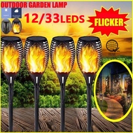Ready Stock Waterproof 12/33 LEDs Solar Torch Lights with Flickering Flame Solar Lawn Light LED Lamp
