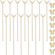 Beebeecraft 1 Box 40Pcs 53mm Head Pins 18K Gold Plated Butterfly Quilting Satin Straight Pins for Sewing Dressmaker Jewelry Making DIY Craft Pin 0.7mm