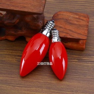 1W Energy Saving Lede12e14 Small Screw Red Candle Bulb Long Lamp Lotus Buddha Worship Altar Candlestick Bulb/Candle Shape Bulb red light / chili Lamp / Buddha Red Lotus God