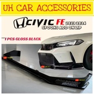 HONDA CIVIC FE 2022 2023 2024 SPOONS FRONT DIFFUSER LIP CIVIC FE LIPS 1PC GLOSS BLACK