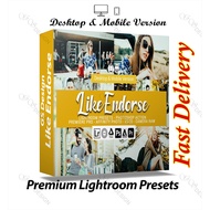 18 Like Endorse Premium Lightroom Presets Work in Mobile Android IOS, Desktop WINS & MAC, PS, Premie