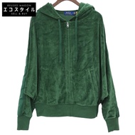 Polo Ralph Lauren 女士絲絨拉鍊連帽夾克，綠色，S 碼（二手）