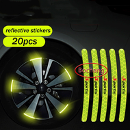 bochang 20 Pcs Car Wheel Hub Sticker High Reflective Stripe Tape for Motorcycle Car Night Driving Safety Luminous Universal Stickers