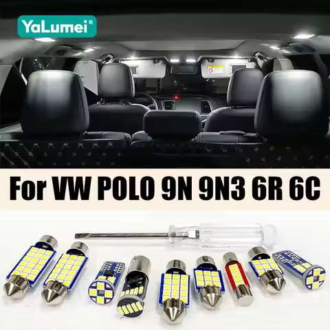 For Volkswagen VW POLO 9N 9N3 6R 6C 2002-2016 2017 Car LED Bulbs Interior Reading Lamp Vanity Mirror