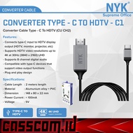NYK C1 Converter Cable Type-C to HDMI 2 Meters - Type-C to HDTV Cable 2M HDMI Cable