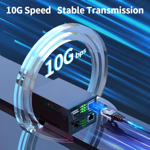 Goodtop 10Gbps SFP+ Fiber to RJ45 Media Converter RJ45 to SFP+ 10/100/1000M/2.5G/10G Ethernet 10000M