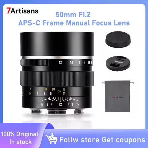 7artisans 50mm F1.2 APS-C Frame Manual Focus Lens Large Aperture Camera Lens for Sony E A6700 Fuji X