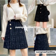 Evening dress with 3 jade buttons, short A-line evening dress with protective pants, Korean evening 