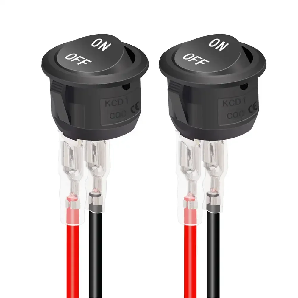 【Clearance】 2Pcs 20mm Rocker Switch ON/OFF 12V Toggle Car Automotive RV 2-Pin Socket with Wire - ON-