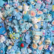 (1 Set Of 10 Pictures) Random Blue charm jibbitz, 3D Sticker For Crocs Slippers Decoration