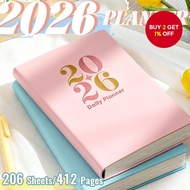 2026 Planner A5 Size PU Leather Monthly Weekly Calendar Notebook, 80 Gsm Acid Paper, Back Pocket