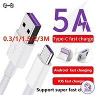 CU Original 0.3/1/1.5/2/3M Type-C Huawei 5A Fast Charging Cable, IOS 5A Fast Charging Cable, V8 Andr