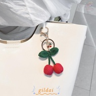 GILDAI Cherry Keychain, Plant Handmade Yarn Yarn Keychain, Cute Dripping Cherry Dripping Cherry Keyc