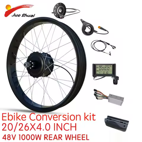20"x4"/26"x4" Fat Tire 48V Ebike Electric Front/Rear Wheel Bicycle Kit Electric Bike Conversion Kit 