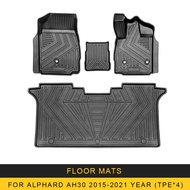 For Toyota Alphard AH30 2015-2021 RHD Auto Car Floor Mats All-Weather Foot Mat Odorless Pad Waterproof Tray Interior Accessories