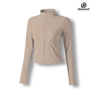Bleesed - Jacket Cream Color SportsWanita, Scuba Material, Anti-UV, Gymnastics, Tennis, UV Jacket, S
