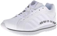 貓仔仔美國童裝 K-Swiss 全新精繡品牌logo圖案Verstad III S白色斜紋灰條復古慢跑鞋-7-免運費