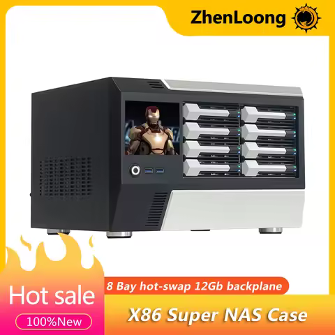 ZhenLoong-X86 8 bay NAS case storage server chassis hard disk drive hot swappble 12Gb backbplane SFF