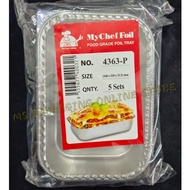 4363-P Aluminium Foil Tray with Clear Lid [ 5sets ± ] Rectangle / Rectangular My Chef Foil Tray 4363