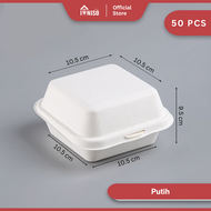 [50 PCS] BAGASSE BURGER BOX MINI CAKE BOX KOREAN BENTO BOX KOTAK BURGER KECIL SERAT TEBU ECOFRIENDLY