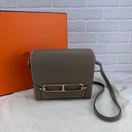Hermès 愛馬仕 豬鼻子Mini Roulis 19 大象灰金釦