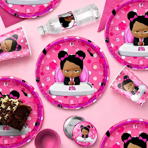 Boss Baby Birthday Party Decorations Supplies Girl Boss Baby Decoration Happy Birthday Disposable Ta