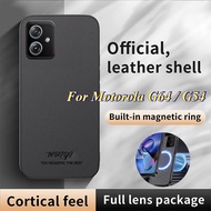 For Motorola Moto G64 G54 Leather Matte Case Soft PU Skin Car Magnetic Protective phone case casing 