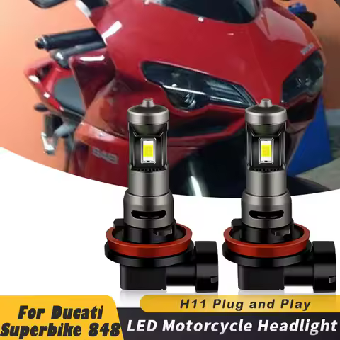 1/2pcs 70W H11 9600LM Bright White Motorcycle A5 LED Bulbs Headlight For Ducati Superbike 848 Year 2