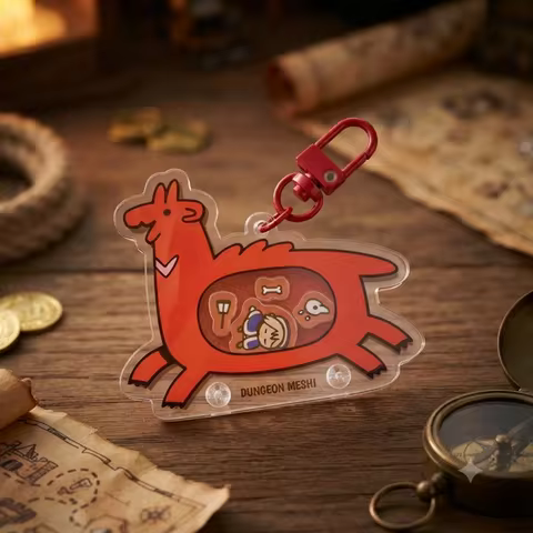 Dungeon Meshi Falin Touden Red Dragon Acrylic Shaker Keychain Floating Charm Bag Pendant Cute Intera