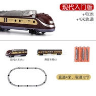 ของเล่นรางรถไฟจำลองรถไฟความเร็วสูงขนาดใหญ่ชุดชาร์จยาวพิเศษเด็กย้อนยุคของขวัญวันเกิดรถไฟความเร็วสูง