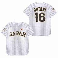 Japan 11 16 OHTANI jersey sewing embroidery outdoor sportswear hip-hop black and white stripes 2026 