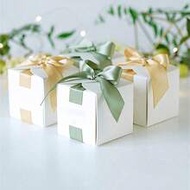 50pcs Square Blank Gift Boxes, White Color Boxes With Ribbon, Elegant Gift Boxes For Wedding, Birthd