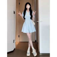 短款连衣裙short dress法式蓝色连衣裙子女夏季2025新款气质绝美收腰短裙小个子甜美新款2025.10.22