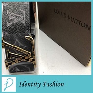 READY STOCK !! LV Belt with Black &amp; Gold LV Lettering Buckle
