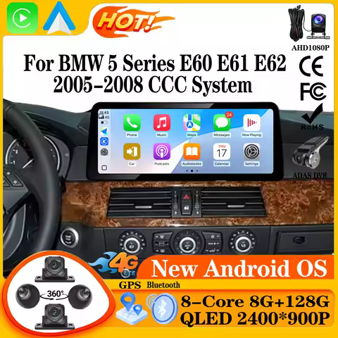 Wifi Car Radio GPS Navigation Android 15 Multimedia Player 4G For BMW 5 Series E60 E61 E62 2005-2008