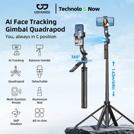 GOOJODOQ Tripod AI Face Tracking 1.63M Tripod Auto Face Tracking Gimbal Handphone 360 Led Quadripod 