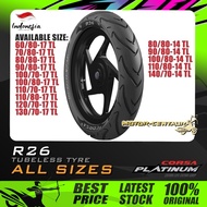 ✲TAYAR MOTORSIKAL CORSA PLATINUM R26 TUBELESS TYRE  60, 70, 80, 90, 100, 110, 120, 130, 140 - 14, 17♙