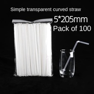 100PCS Disposable Straws Can Be Bent Independent Packaging Flat Straws Spot Wholesale Food-grade Pla