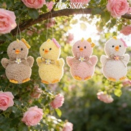 RUSSIK Easter Decorations, Handmade  Colorful Plush Baby Chick, Happy Easter Funny Design Hanging Or