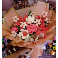 Fuzzy chenille pipe cleaner handmade flower bouquet birthday anniversary bunga kawat dawai