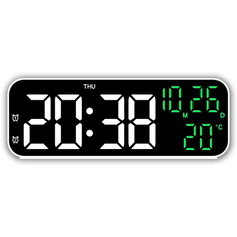Brightness Adjustment LED Electronic Clock Voice Control Date Week Alarm Clock Countdown Function 2