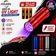 Lampu UV Candat Sotong 9x LED AAA Battery Fishing Flashlight Squid Jig LED Torch Lamp with UV Light