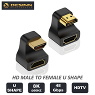 8K HD 2.1 Connector Type-A Male to Female 180 Degree U Shape Down Up Angle Extension Adapter for Laptop HDTV Monitor PC