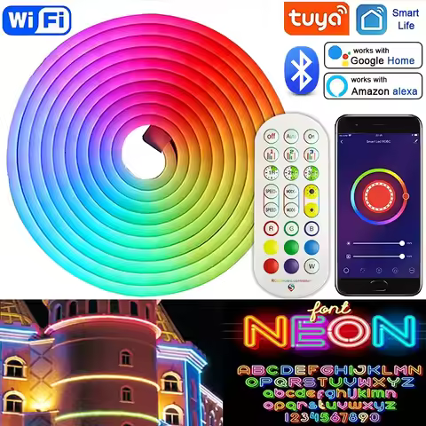 108Leds/M USB RGB Led Neon Strip Light Smart Tuya Wifi Bluetooth Diy Flexible Ribbon 5V Waterproof 1