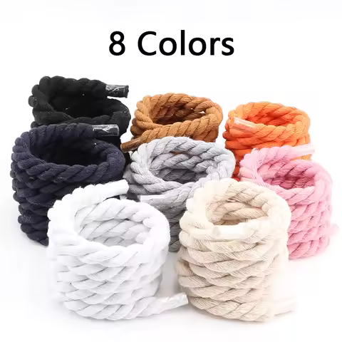 New Fashion Bold 10MM Width Round Linen Shoelaces for Sneakers Suitable Board Shoes Canvas AF1/AJ Ro
