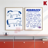 Kreasidekor Poster Frame Doodle Horse & Face Aesthetic Wall Decoration Display Decoration