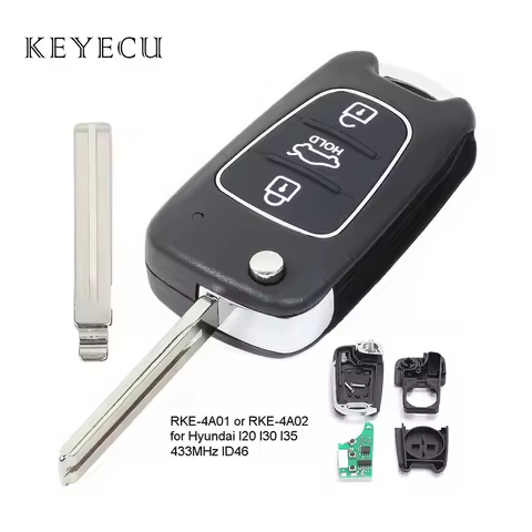 Keyecu Upgraded Remote Key Fob 433MHz ID46 Chip for Hyundai I20 I30 I40 I35 IX35 P/N: RKE-4A02