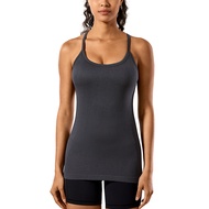 CRZ YOGA Seamless Workout Tank Tops for Women Racerback Athletic Camisole Sports Shirts with Built i
