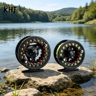 KHJ Fly Fishing Reel, Backing Leader Large Arbor Fly Reel Combo, Durable Aluminum 3/4 5/6 WT WF Floa